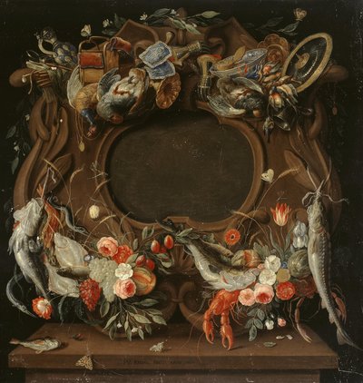Medaljongens ram med en allegorisk avbildning av de fyra elementen av Jan van Kessel the Elder