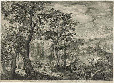 Bergslandskap med Kristi frestelse av Jan van Londerseel