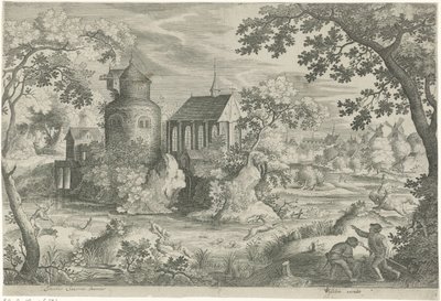 Rådjursjakt vid ett kapell av Jan van Londerseel
