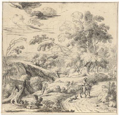Landskap med en åsneryttare av Jan van Nickelen