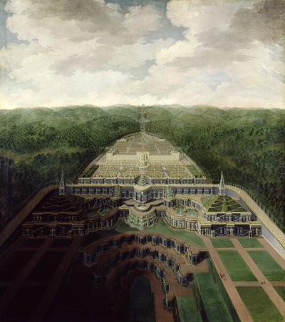 View of the Karlsberg Complex from the Cascades and Gardens to the Octogon, after 1716  av Jan van Nickelen
