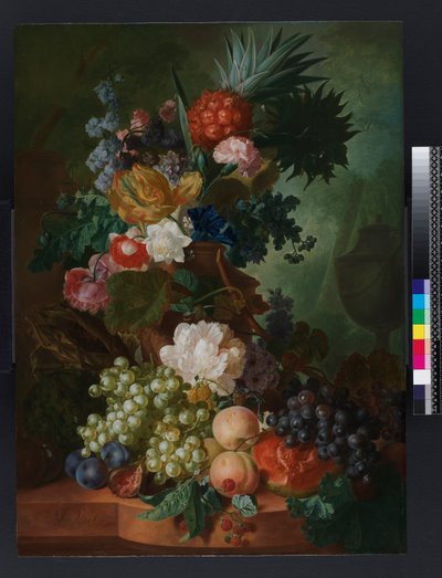 Vas med blommor och frukt, före 1808 av Jan van Os