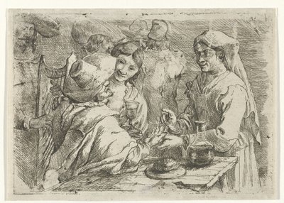 Spåkvinna med en kund av Jan van Ossenbeeck
