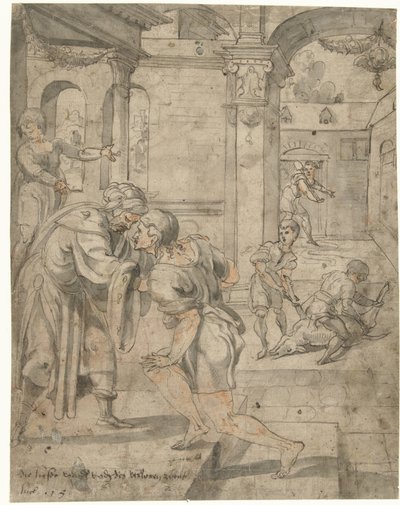 Den förlorade sonens återkomst av Jan van Scorel (circle of)