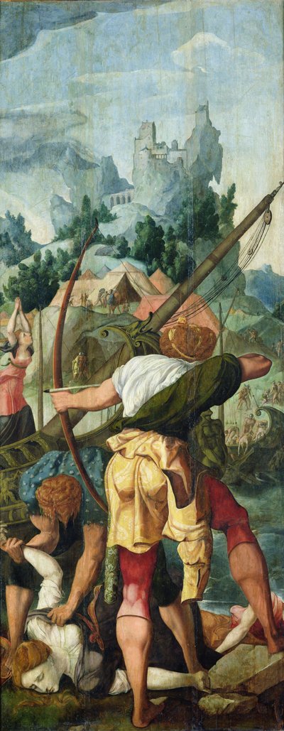 The Martyrdom of the Virgins, right panel from the Triptych of Saint Ursula and the 11 Thousand Virgins, c.1539 swed av Jan van Scorel