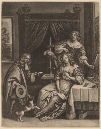 Pojke som levererar ett brev till en kvinna av Jan van Somer