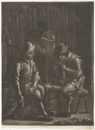 Kortspelare runt en tunna av Jan van Somer