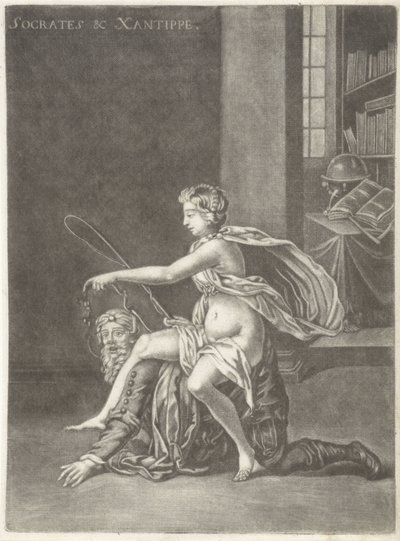 Sokrates hånad av sin fru Sokrates och Xanthippe (titel på objekt) av Jan van Somer