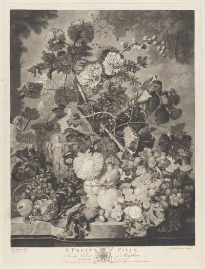 A Fruit Piece, graverad av Richard Earlom, 1781 av Jan van after Huysum