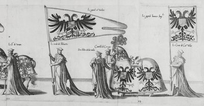 Banderoller vid kejsar Karl Vs begravningståg, 1559 av Jan van and Doetechum Doetechum the elder