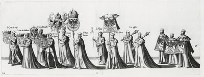 Kejserliga vapen vid begravningsprocessen av kejsar Karl V, 1559 av Jan van and Doetechum Doetechum the elder