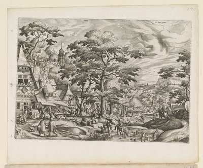 Landskap med byscen av Jan van and Doetechum Lucas van and Bol Hans Doetechum the elder
