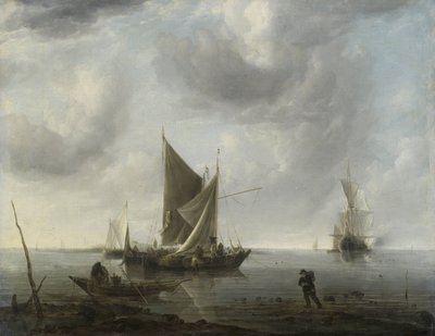 Skeppar för ankar på ett tyst hav av Jan van de Cappelle