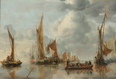 Hemmaflottan hälsar statspråmen av Jan van de Cappelle