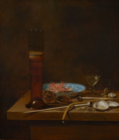 Stilleben med rökredskap och krabbor, 1657 av Jan van de III Velde