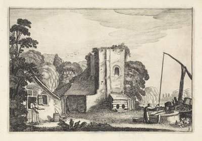 Figurer på ett värdshus på natten Landskap (serietitel) Amenissimae aliquot requculae (serietitel) av Jan van de Velde (II)