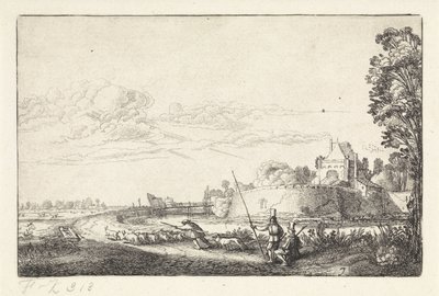 Landskap med Zijlpoort i Haarlem Landskap (serietitel) Amenissimae aliquot requculae (serietitel) av Jan van de Velde (II)