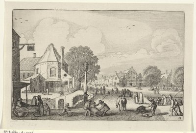 Marknadsdag i en stad Landskap (serietitel) Amenissimae aliquot requculae (serietitel) av Jan van de Velde (II)