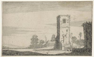 Ruïne van en toren i ett landskap Ruiner (serietitel) (serietitel) av Jan van de Velde (II)