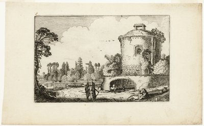 Landskap med runt torn av Jan van de Velde II