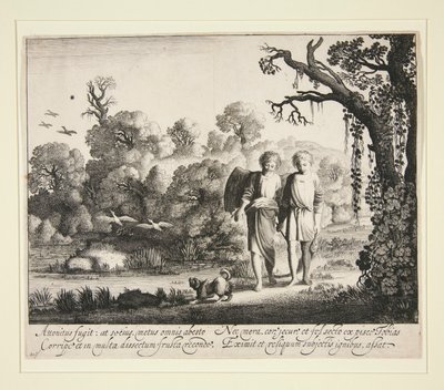 Tobias och ängeln, med fisken från historien om Tobias av Jan van de Velde II