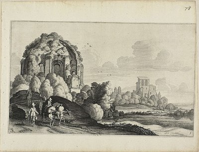 Resenärer framför Minerva Medica-templet i Rom av Jan van de Velde II