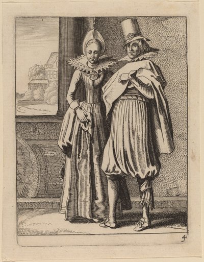 Två figurer i kostym av Jan van de Velde II