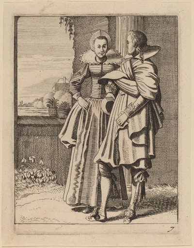Två figurer i kostym av Jan van de Velde II