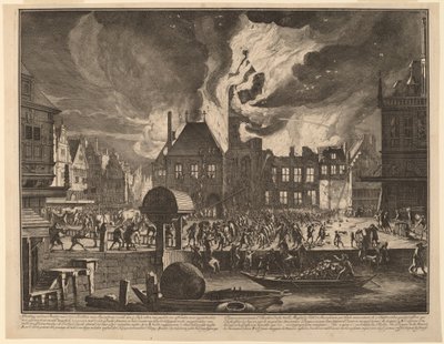 Bränning av det gamla Amsterdams stadshus av Jan van der Heyden