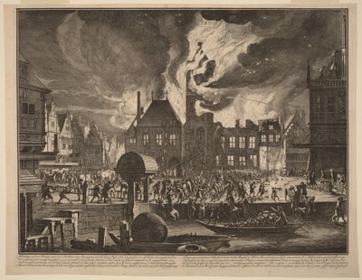 Branden i Amsterdams gamla rådhus av Jan van der Heyden