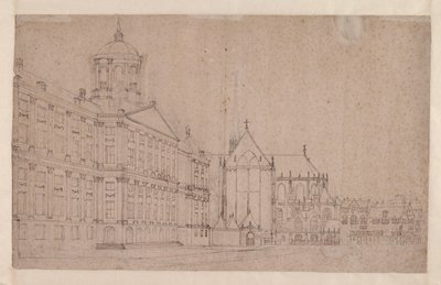 Damtorget med det nya stadshuset av Jan van der Heyden