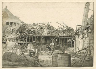 Rester av ett utbränt lager av Jan van der Heyden