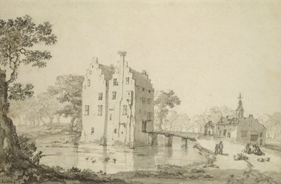 Zuylenburgh Castle (Slot Zuylen) (penna och penna på papper) av Jan van der Heyden