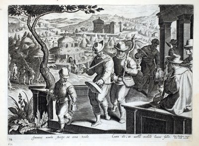Fågelfångare som går ut för att fånga koltrast, illustration från 