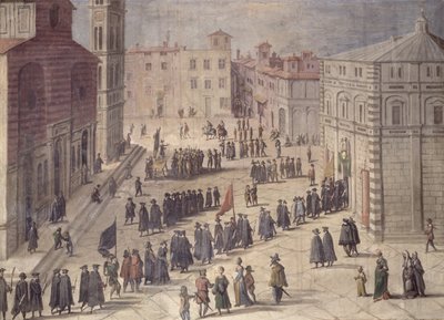 Hyllningsfest på Piazza del Duomo, Florens, 1555 av Jan van der Straet