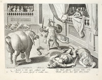Hannibal får besegrade romare att slåss mot varandra, illustration från 