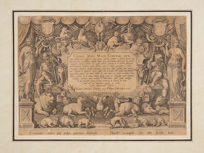 Dedikationssida för uppsättningen "Victor and Triumph of the Medici Family" av Jan van der Straet, called Stradanus