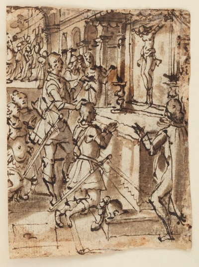 Saint Giovanni Gualberto och det mirakulösa krucifixet av Jan van der Straet, called Stradanus