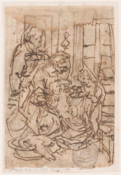 Den heliga familjen och Johannes Döparen av Jan van der Straet, called Stradanus