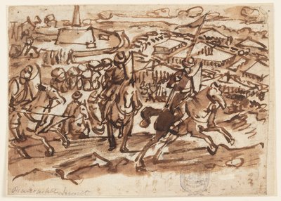 Turkarnas reträtt efter belägringen av Wien 1529 av Jan van der Straet, called Stradanus