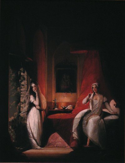 En scen från Laurence Sternes roman "En sentimental resa genom Frankrike och Italien". av Jane Stuart