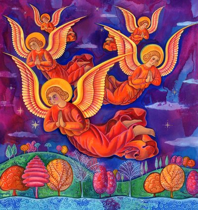 Angels, 1999, (bläck och gouache) av Jane Tattersfield