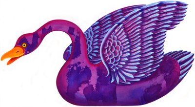 Swan, 1996, (bläck och gouache) av Jane Tattersfield