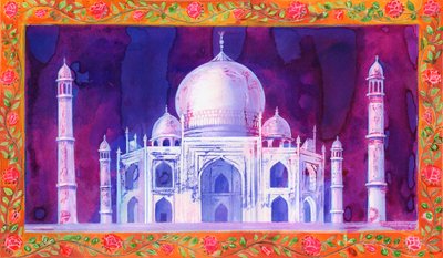 Taj Mahal, 1998, (bläck och gouache) av Jane Tattersfield