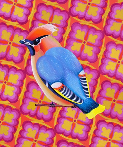 Waxwing, 2023 (olja på duk) av Jane Tattersfield