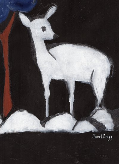Deer from Washington Park II, ca 2017 (kol, gesso och kasein på papper) av Janel Bragg