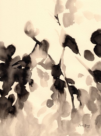 Leaves Abstract in Ink II, ca 2019 (bläck på papper) av Janel Bragg