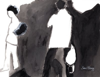 Patrons at the Palm Springs Art Museum, ca 2017 (bläck och gesso på papper) av Janel Bragg