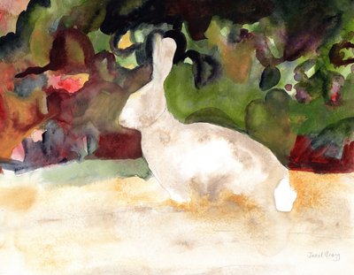 Rabbit We Saw on Our Walk, ca 2016 (akvarell och blyerts på papper) av Janel Bragg