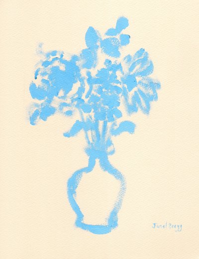 Stilleben i blått och grädde, ca 2025 (akvarell på papper) av Janel Bragg